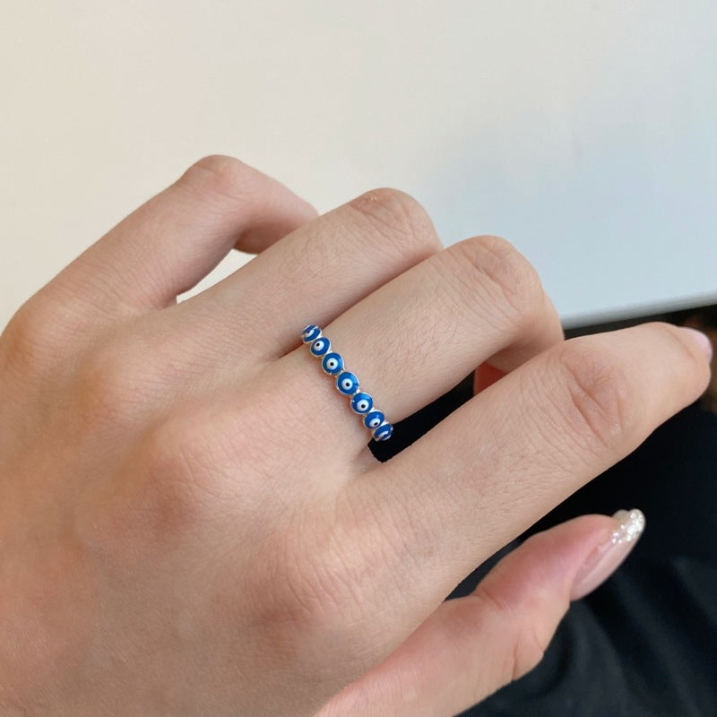 Solid Sterling Sliver Ring Lucky Eye Fashion Designed Blue Ring