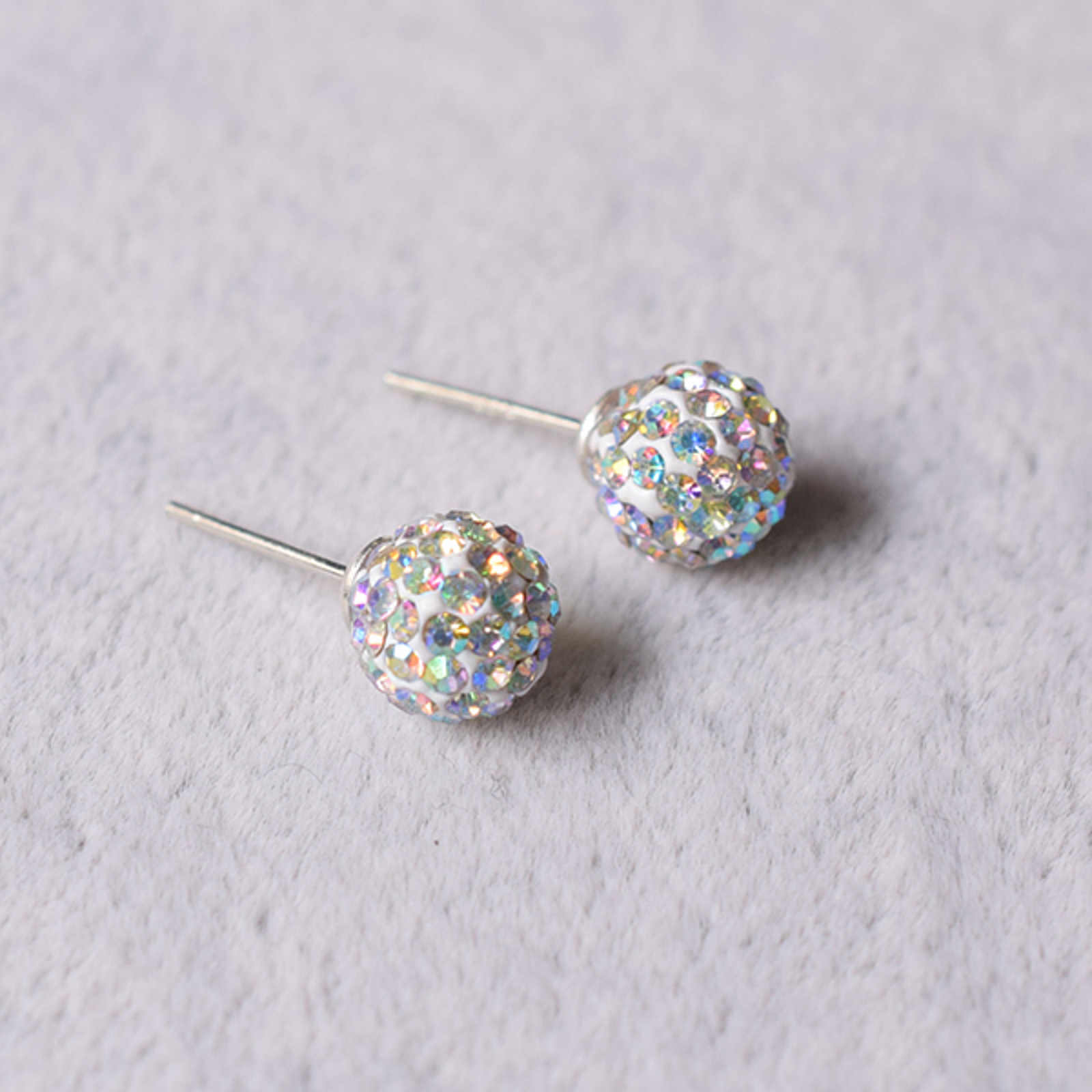 8MM Crystal Ball Stud Earrings Zircon Ball Stud Earrings for Men with S925 Silver Pin