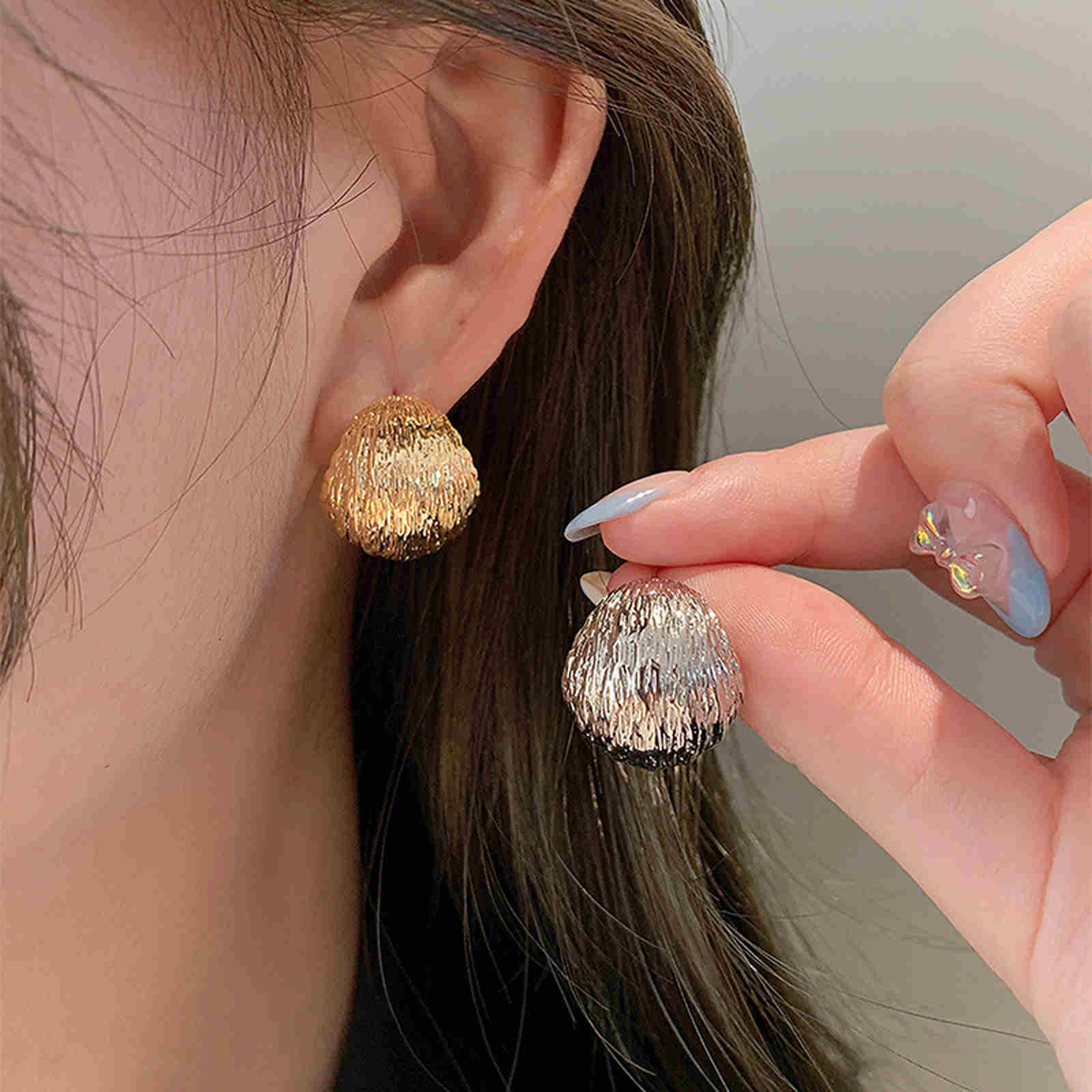 Pendientes de luna creciente de oro | Pendientes de aro de oro grueso | Pendientes de oro para mujer