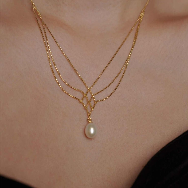 Super Beautiful AAA Freshwater Pearl Pendant | Multi Strand Pearl Pendant Necklace | Pearl Pendant in 18K Gold Plated