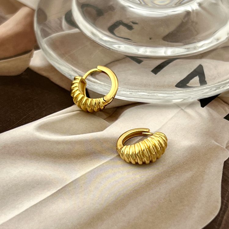 Petite Hoop Earrings Small Croissant Hoop Earrings with S925 Silver Pin