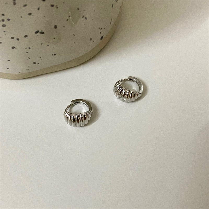 Petite Hoop Earrings Small Croissant Hoop Earrings with S925 Silver Pin