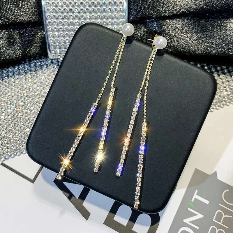 Pendientes colgantes de perlas | Pendientes colgantes de diamantes | Pendientes colgantes para mujer