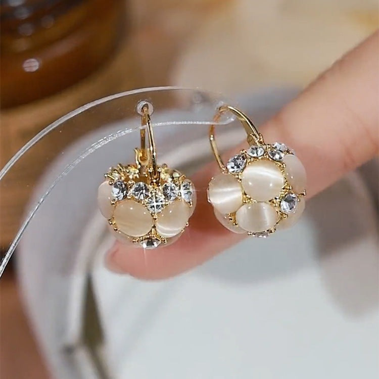 Shiny Luxury Opal Earrings Crystal Dangle Earrings