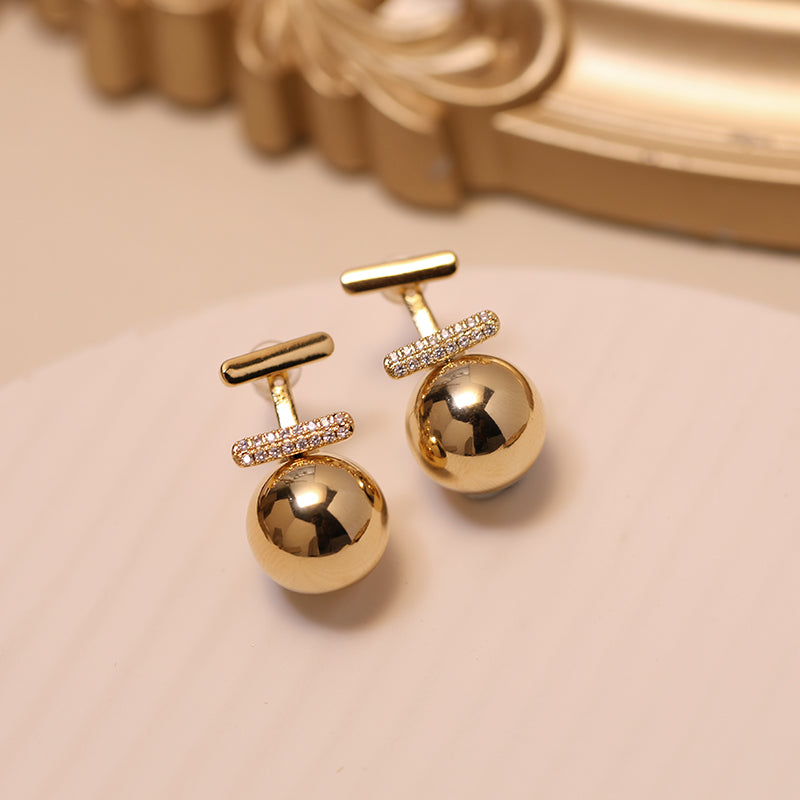 14mm Pearl Earring Jackets Gold Stud with Pearl Drop Earrings 3 Color Available