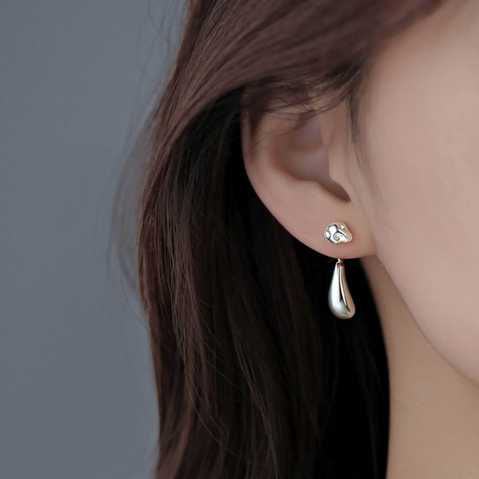 Gold and Silver Bean Earrings Waterdrop Earring Jackets with Silver Pin