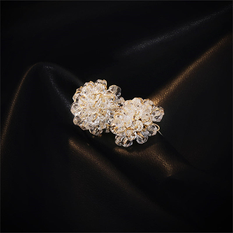 Flower Stud Earrings Shining Hydrangea Earring Studs with S925 Silver Pin