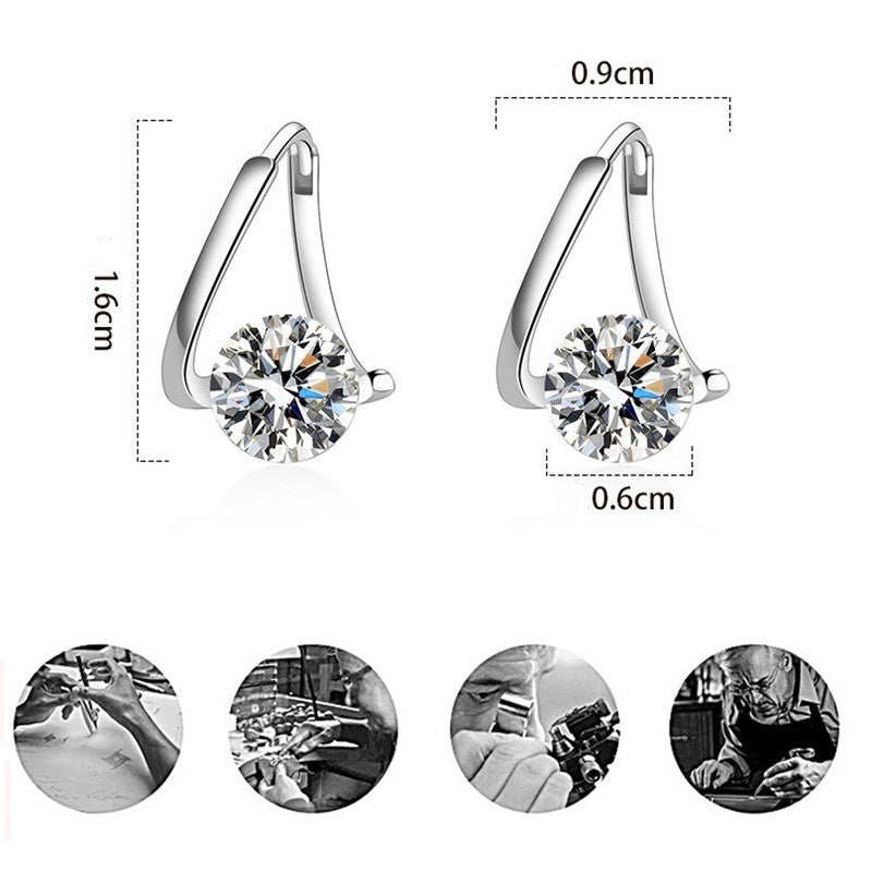 Diamond Hoop Earrings | 8mm Crystal Drop Earrings in 14K Gold Plated S925 Silver Pin