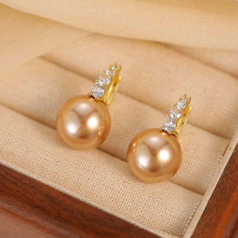 2025 Designed Pearl Drop Earrings with Crystal Hoop S925 Silver Pin