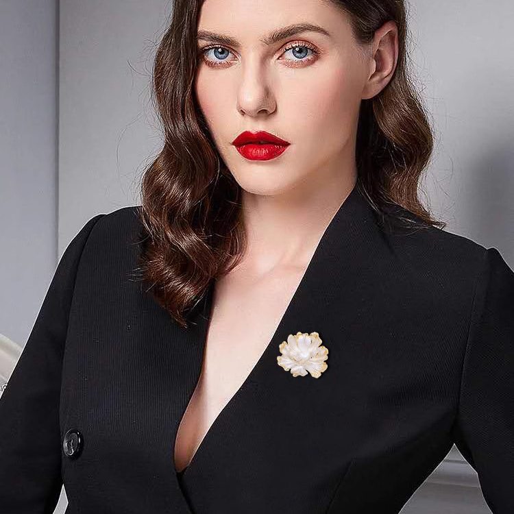Best Gift Choice Peony Brooch Large Flower Pearl Brooch Pin White Red Purple Available
