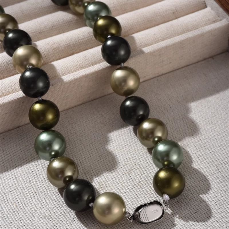 New Fashion Pearl Necklace 10mm High Luster Shell Pearl Necklace Silver Clasp 20 inch / 50cm