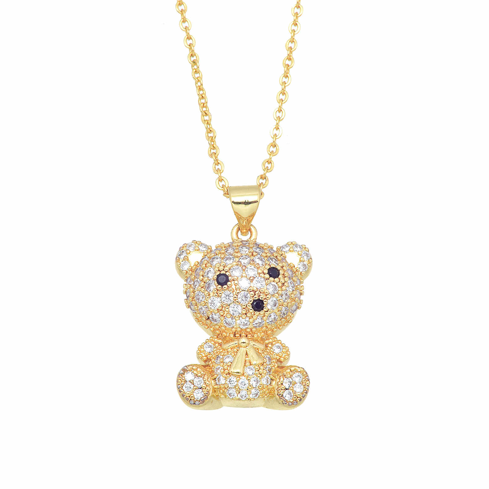 Crystal Bear Pendant Necklace 18K Gold Plated Silver Chain Necklace for Girl