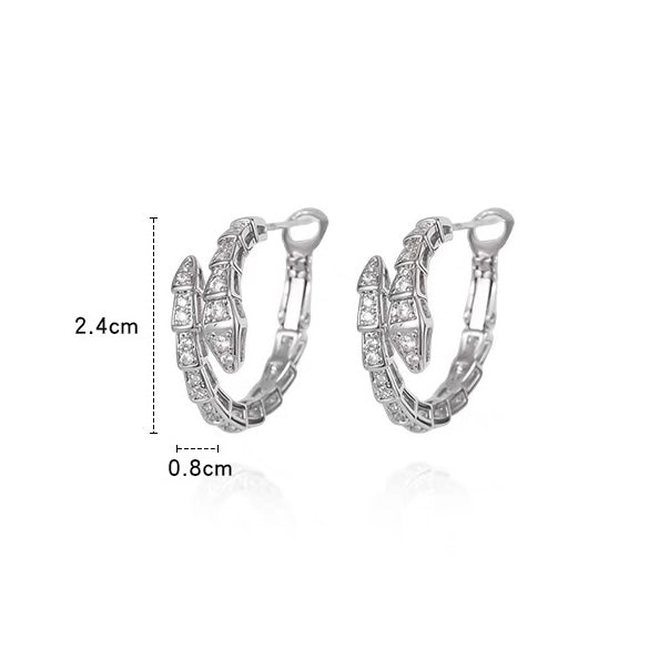 Big Diamond Snake Earrings Stunning Gold and Silver Snake Hoop Earrings with Silver Pin