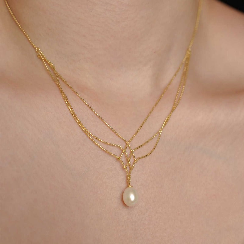 Super Beautiful AAA Freshwater Pearl Pendant | Multi Strand Pearl Pendant Necklace | Pearl Pendant in 18K Gold Plated