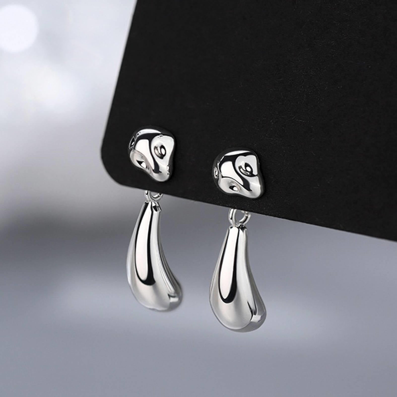 Gold and Silver Bean Earrings Waterdrop Earring Jackets with Silver Pin