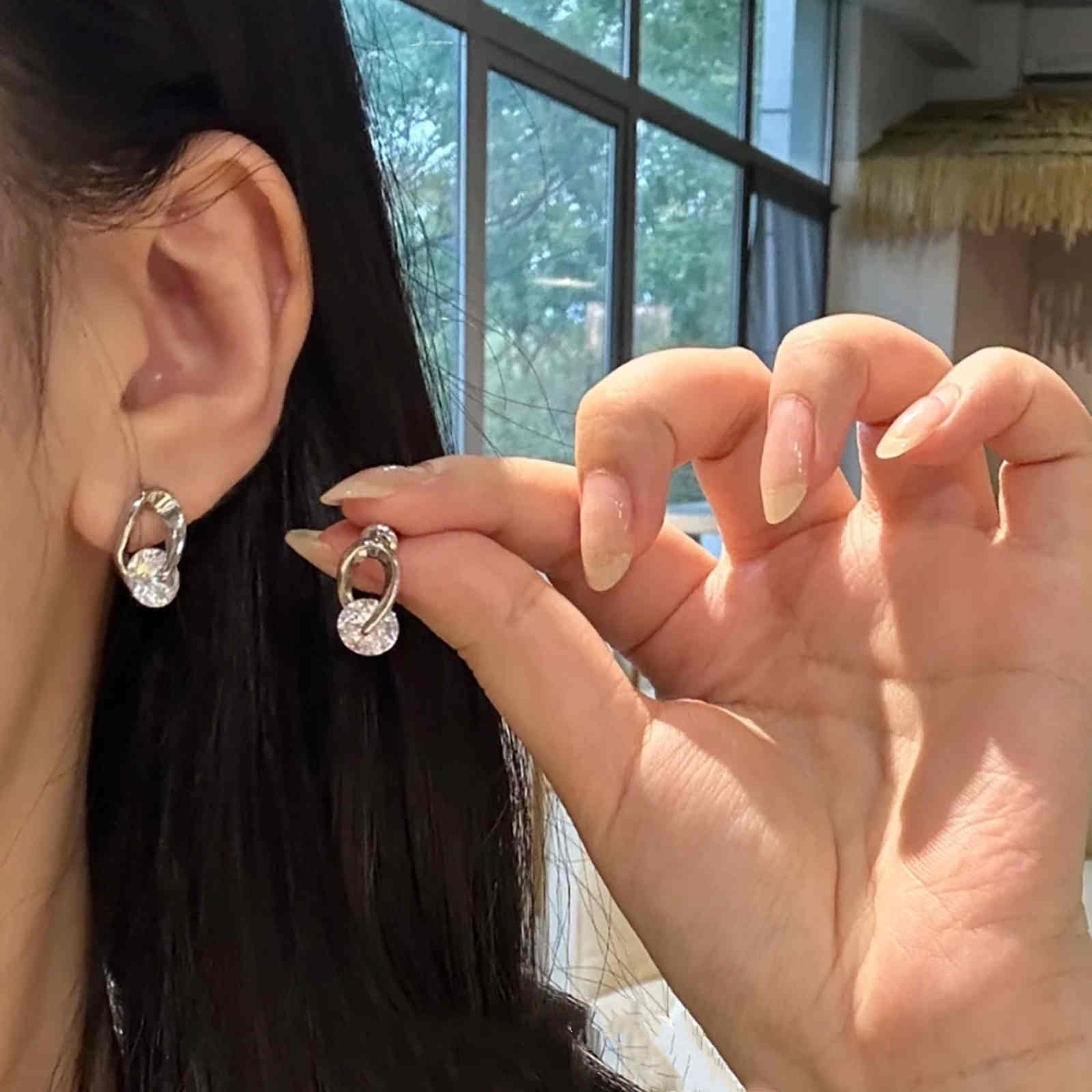 Petite Crystal Drop Earrings Gold and Silver Hoop Stud Earrings with Silver Pin