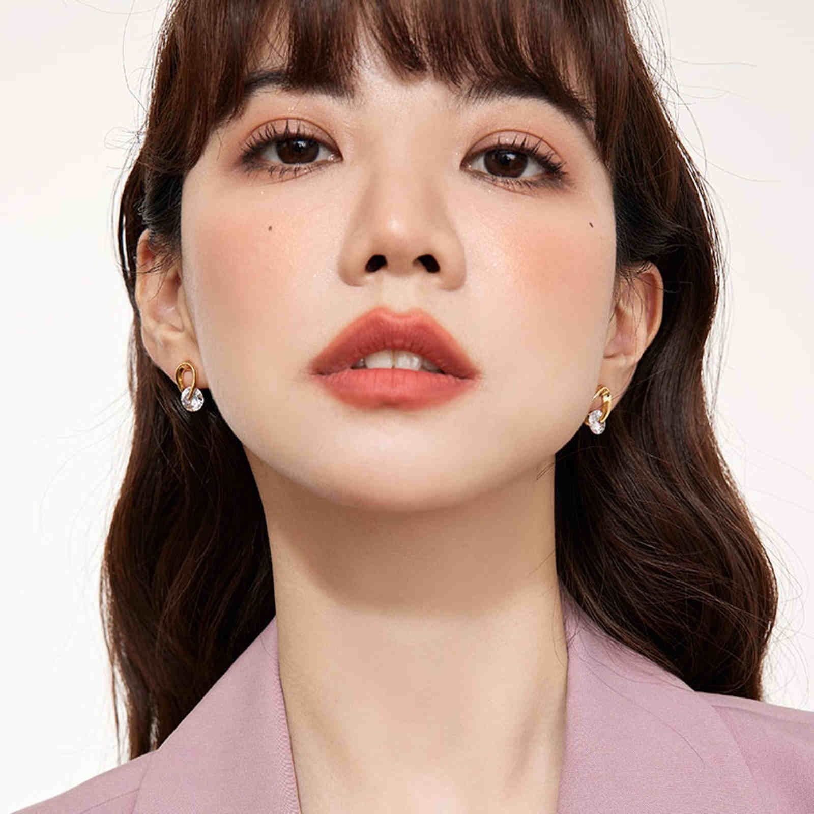 Petite Crystal Drop Earrings Gold and Silver Hoop Stud Earrings with Silver Pin