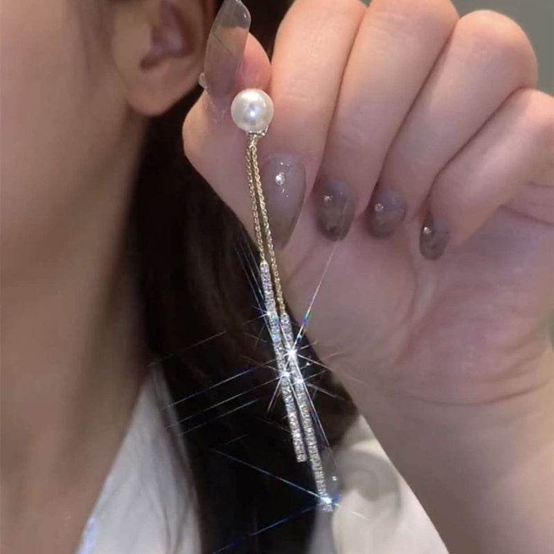 Pendientes colgantes de perlas | Pendientes colgantes de diamantes | Pendientes colgantes para mujer