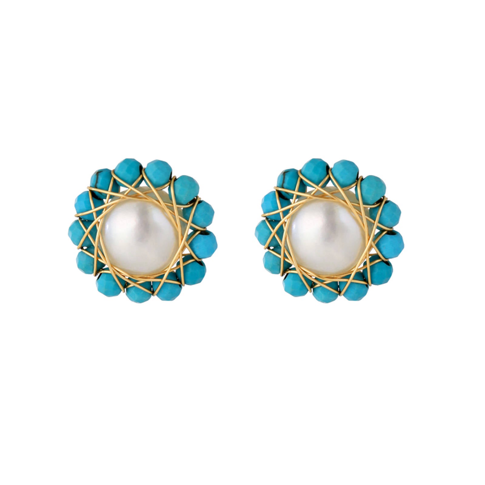 AAA Freshwater Pearl Earrings | Sunflower Design Real Pearl Stud Earrings with Stones (8-9mm)