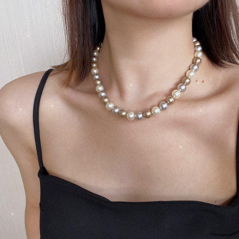 New Fashion Pearl Necklace 10mm High Luster Shell Pearl Necklace Silver Clasp 20 inch / 50cm