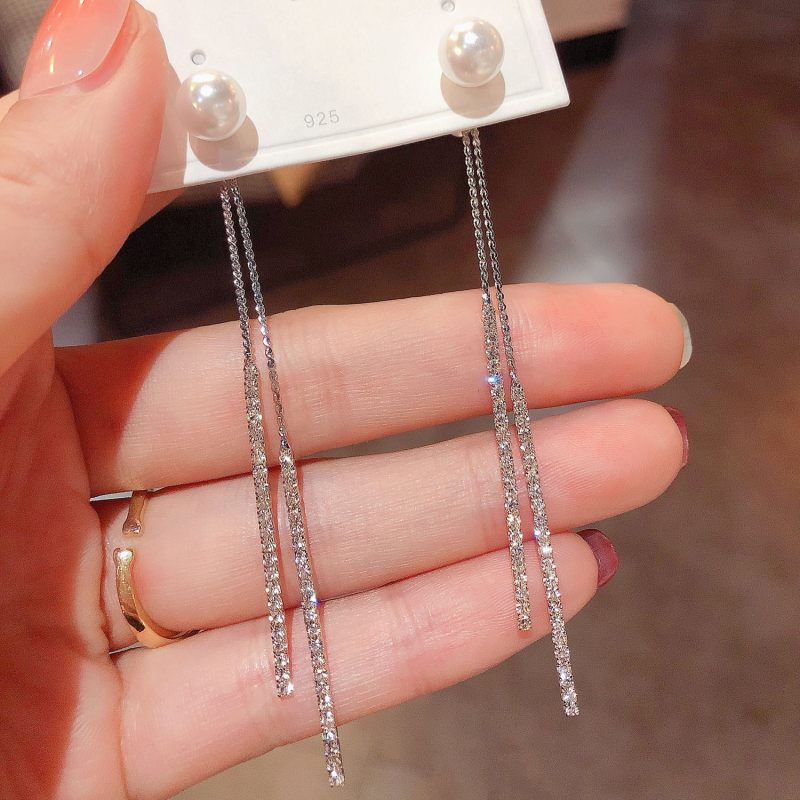 Pendientes colgantes de perlas | Pendientes colgantes de diamantes | Pendientes colgantes para mujer