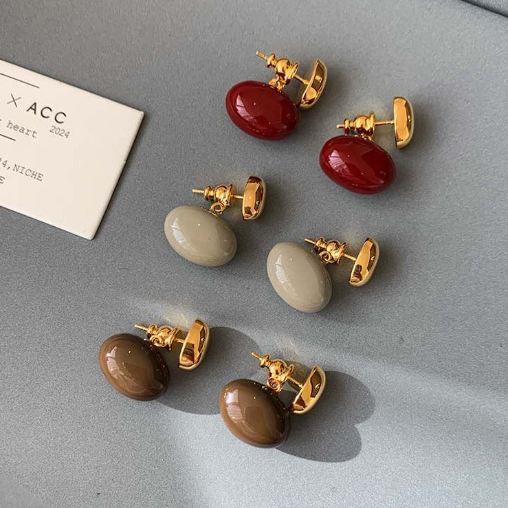 Chaquetas con pendientes de frijol dorado y plateado Pendientes colgantes delanteros y traseros con vibración metálica con pin de plata S925