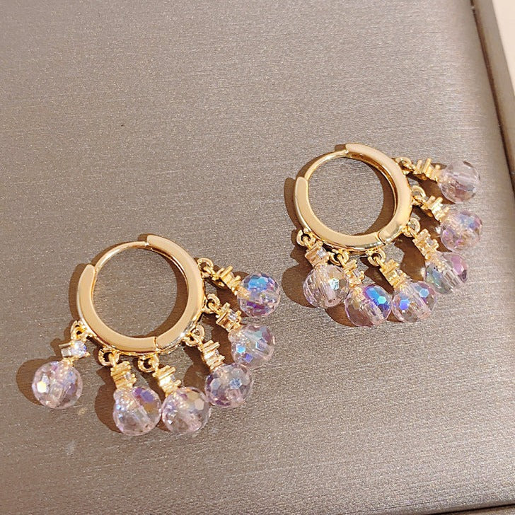 Lily of The Valley Earrings | 3 Moonstone Drop Earrings | Gold Hoop Earrings in Sterling Silver Pin