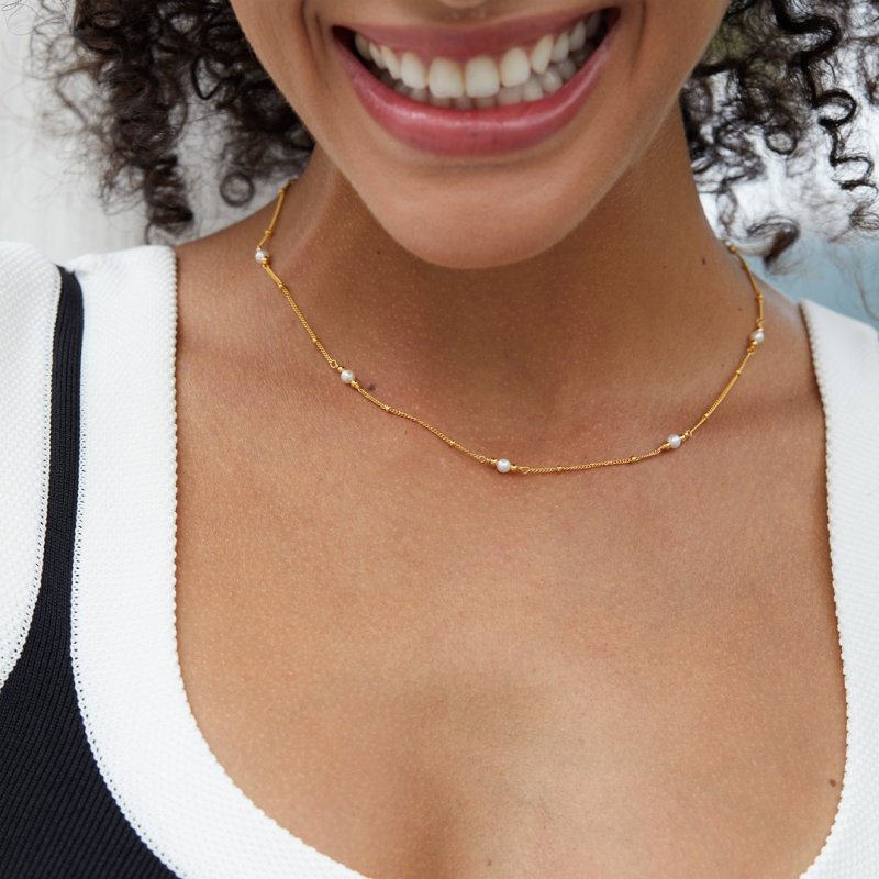 Lapis Lazuli Necklace Natural Blue Stone Necklace Gold Chain 17 inches / 45cm