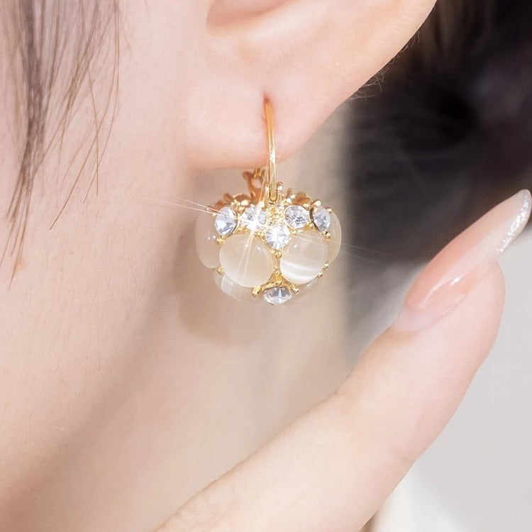Shiny Luxury Opal Earrings Crystal Dangle Earrings