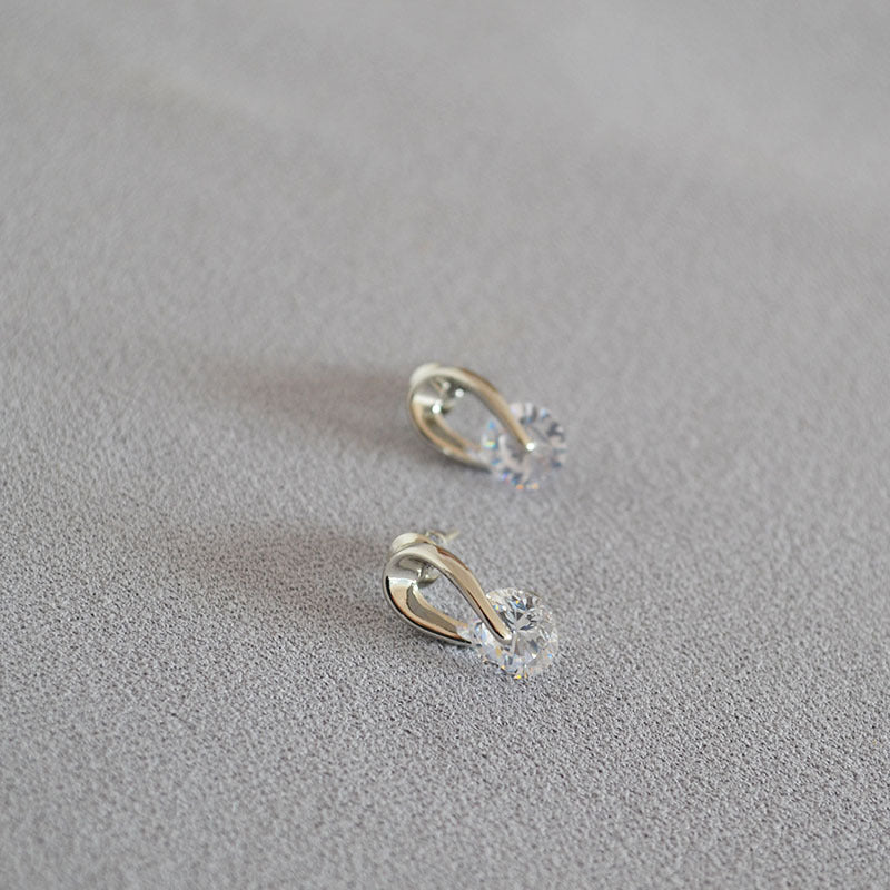 Petite Crystal Drop Earrings Gold and Silver Hoop Stud Earrings with Silver Pin