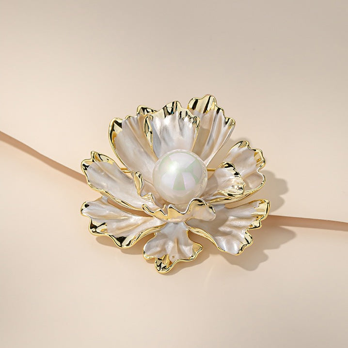 Best Gift Choice Peony Brooch Large Flower Pearl Brooch Pin White Red Purple Available