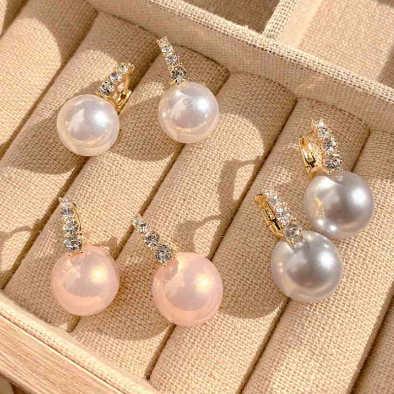 2025 Designed Pearl Drop Earrings with Crystal Hoop S925 Silver Pin