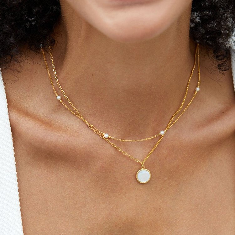 Lapis Lazuli Necklace Natural Blue Stone Necklace Gold Chain 17 inches / 45cm