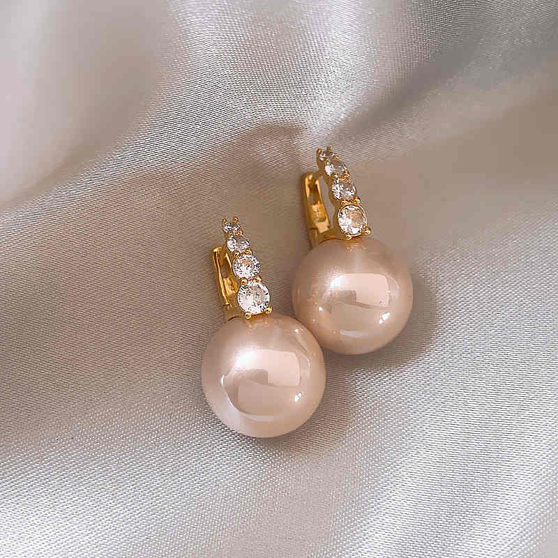 2025 Designed Pearl Drop Earrings with Crystal Hoop S925 Silver Pin