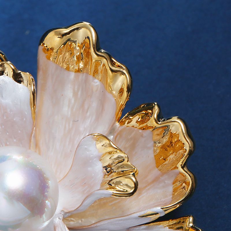 Best Gift Choice Peony Brooch Large Flower Pearl Brooch Pin White Red Purple Available