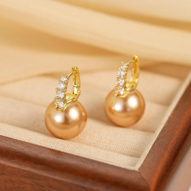 2025 Designed Pearl Drop Earrings with Crystal Hoop S925 Silver Pin