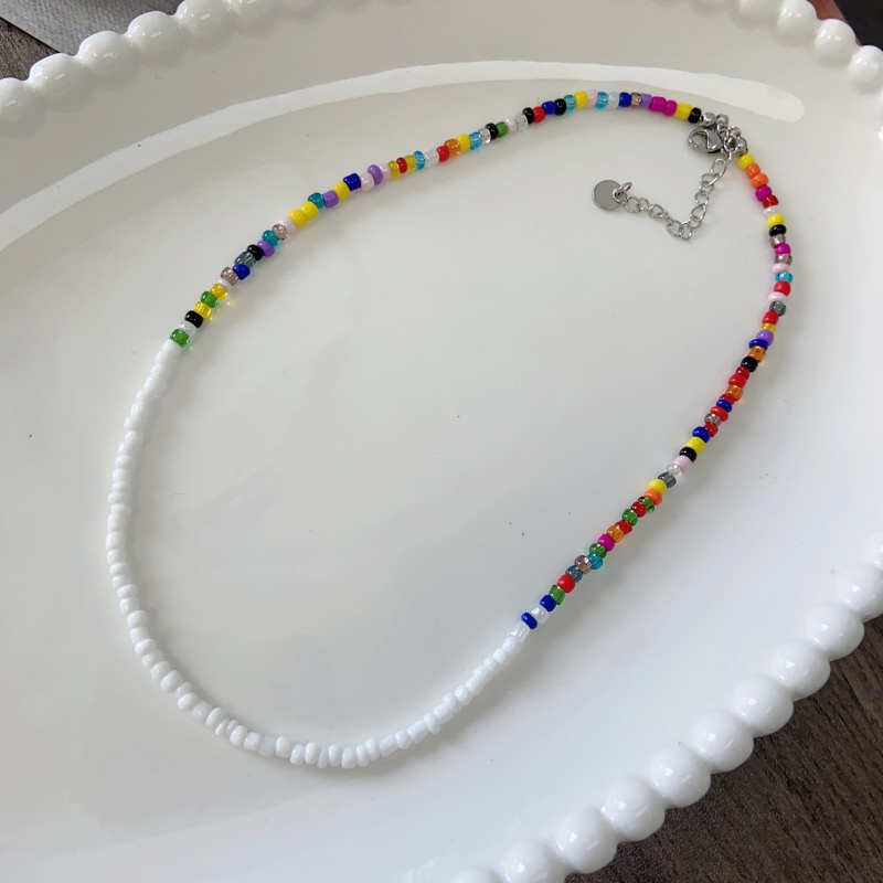 Colorful Stone Choker Necklace with S925 Silver Settings