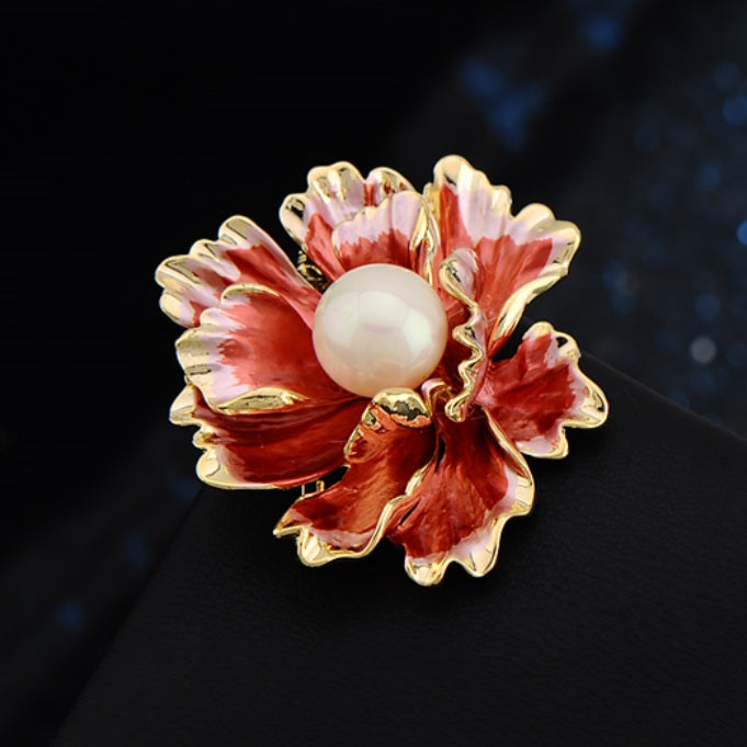 Best Gift Choice Peony Brooch Large Flower Pearl Brooch Pin White Red Purple Available
