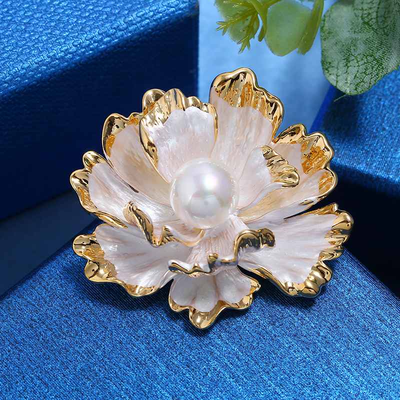Best Gift Choice Peony Brooch Large Flower Pearl Brooch Pin White Red Purple Available