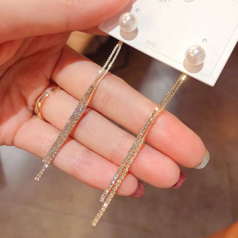 Pendientes colgantes de perlas | Pendientes colgantes de diamantes | Pendientes colgantes para mujer