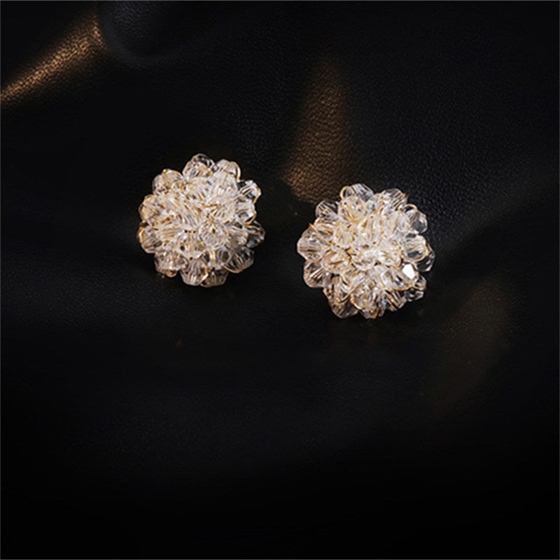 Flower Stud Earrings Shining Hydrangea Earring Studs with S925 Silver Pin