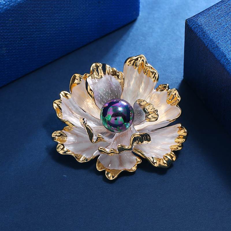 Best Gift Choice Peony Brooch Large Flower Pearl Brooch Pin White Red Purple Available