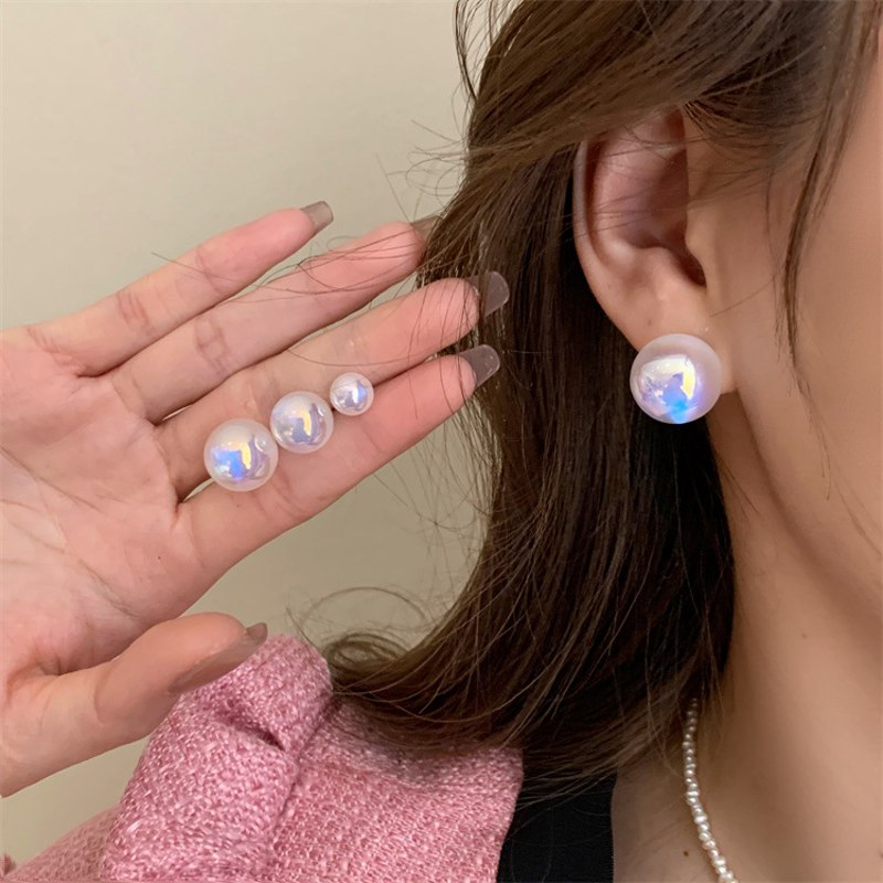 Opal Moonstone Earring Studs Shell Pearl Studs with S925 Silver Pin 8 to 14mm