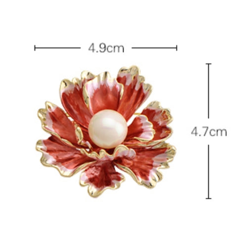 Best Gift Choice Peony Brooch Large Flower Pearl Brooch Pin White Red Purple Available