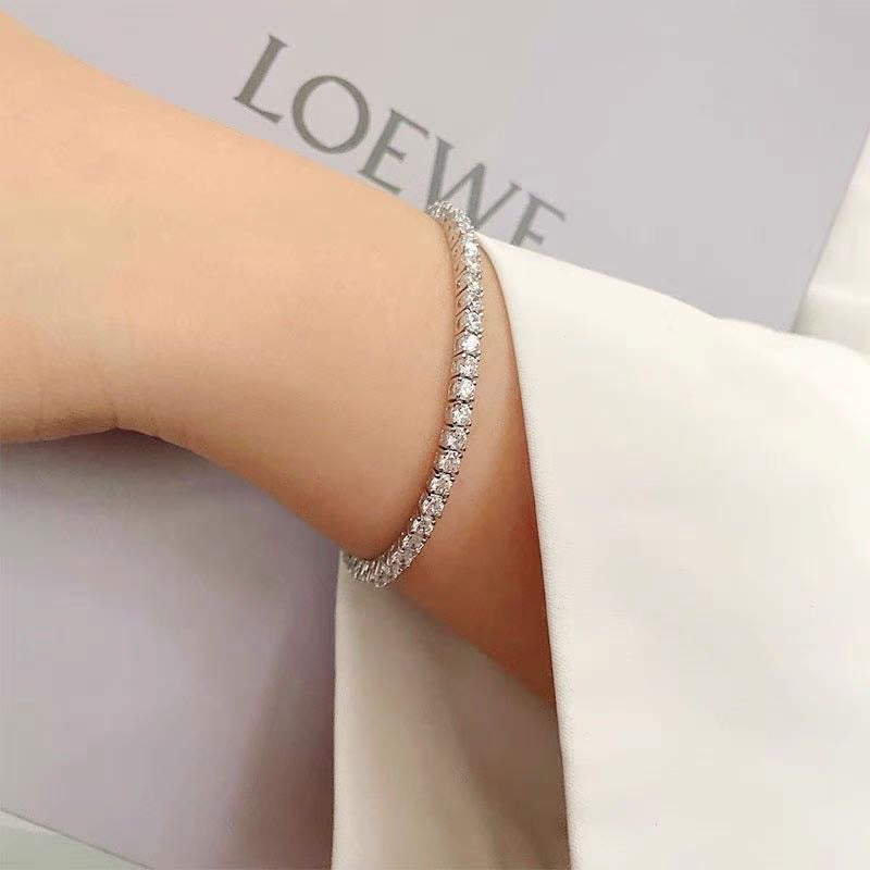 Super Shiny Diamond Bracelet Gold and Silver Tennis Bracelet with Silver Clasp 17cm for Women and Men