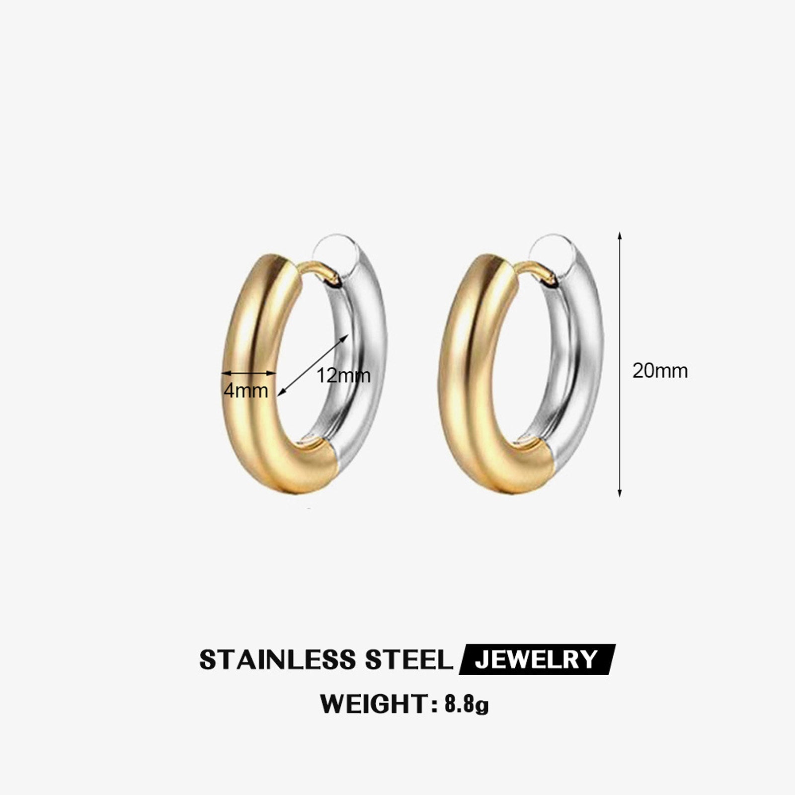 Gold Silver Hoop Earrings Silver Chunky Earrings S925 Silver Pin For Men and Women