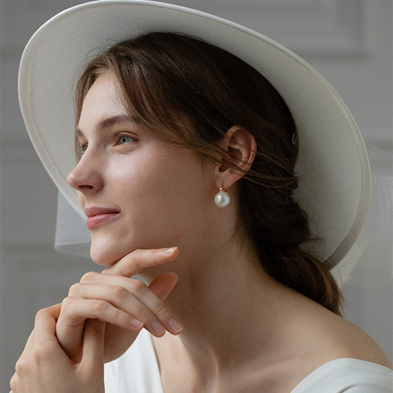 4 Paar elegante Perlenohrringe S925 Silbernadel mit kostenlosem Schmuck-Organizer