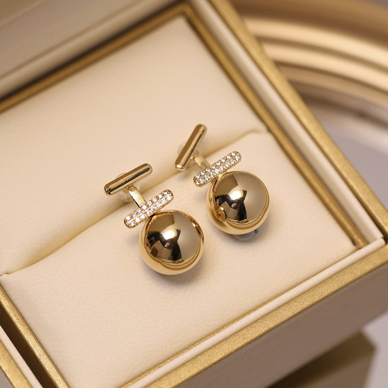 14mm Pearl Earring Jackets Gold Stud with Pearl Drop Earrings 3 Color Available