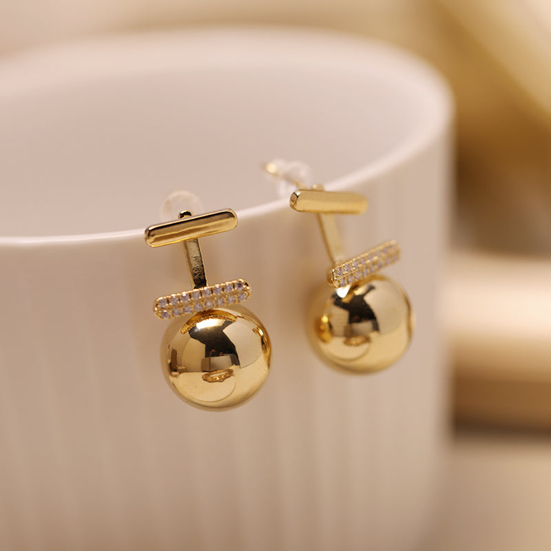 14mm Pearl Earring Jackets Gold Stud with Pearl Drop Earrings 3 Color Available