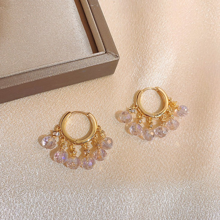 Lily of The Valley Earrings | 3 Moonstone Drop Earrings | Gold Hoop Earrings in Sterling Silver Pin